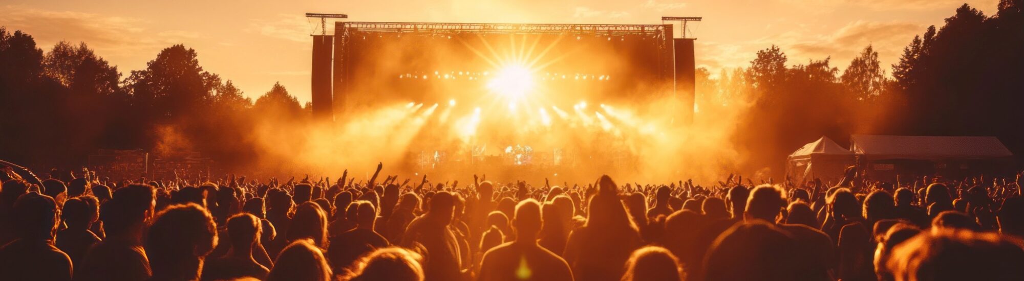 Festival Techno mit Sonnenuntergang